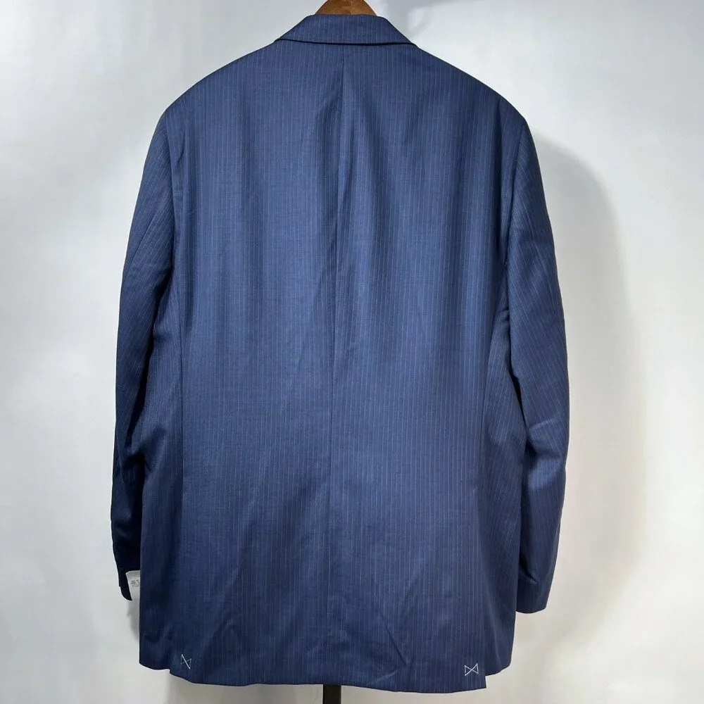 NWT 2 Pc 46L WALTER MORTON Men's Blue Pin Stripe Worsted Wool Blend Suite